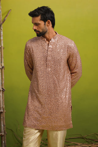 VED CUTDANA PINK SHORT KURTA SET