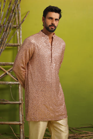 VED CUTDANA PINK SHORT KURTA SET