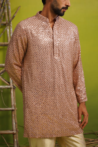 VED CUTDANA PINK SHORT KURTA SET