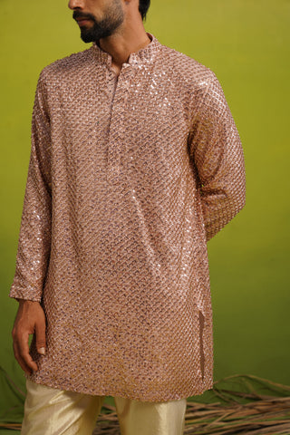 VED CUTDANA PINK SHORT KURTA SET