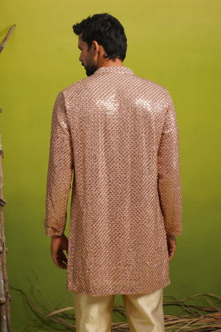 VED CUTDANA PINK SHORT KURTA SET