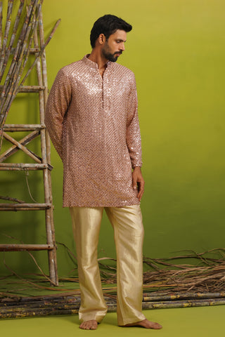 VED CUTDANA PINK SHORT KURTA SET