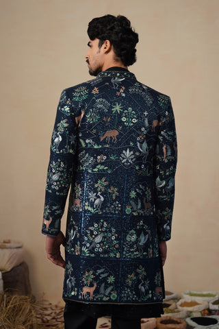 PRABAL NAVY BLUE INDOWESTERN SET