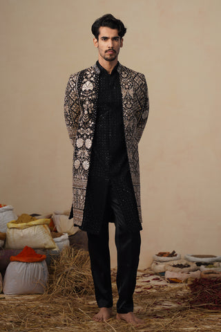 SANJH CUTDANA BLACK INDOWESTERN SET