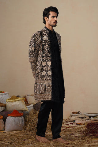 SANJH CUTDANA BLACK INDOWESTERN SET