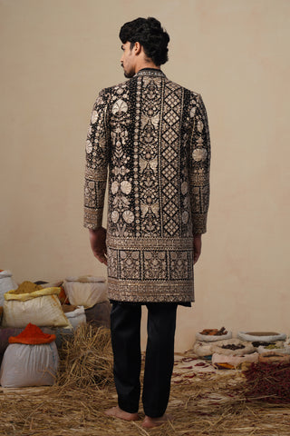 SANJH CUTDANA BLACK INDOWESTERN SET