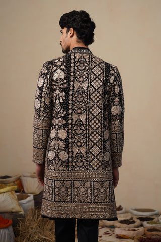 SANJH CUTDANA BLACK INDOWESTERN SET