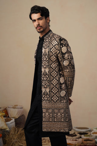 SANJH CUTDANA BLACK INDOWESTERN SET