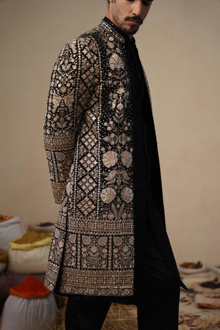 SANJH CUTDANA BLACK INDOWESTERN SET