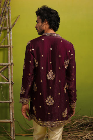 TAJ PURPLE SHORT KURTA SET
