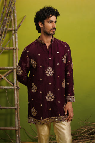 TAJ PURPLE SHORT KURTA SET
