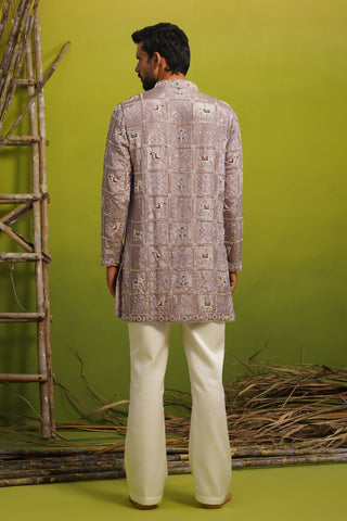 PATOLA LAVENDER SHORT KURTA SET