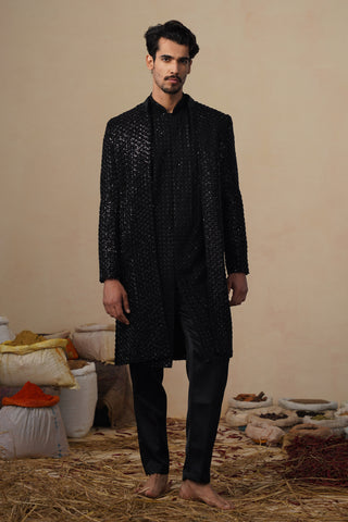 VED CUTDANA BLACK INDOWESTERN SET