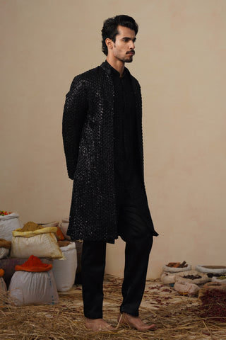 VED CUTDANA BLACK INDOWESTERN SET