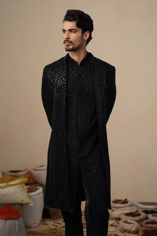 VED CUTDANA BLACK INDOWESTERN SET