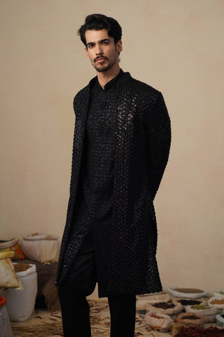 VED CUTDANA BLACK INDOWESTERN SET