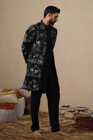 PRABAL BLACK INDOWESTERN SET