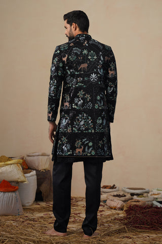 PRABAL BLACK INDOWESTERN SET