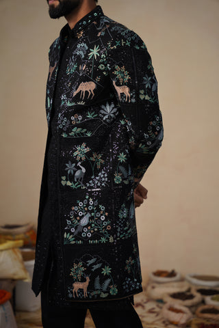 PRABAL BLACK INDOWESTERN SET