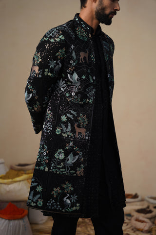 PRABAL BLACK INDOWESTERN SET