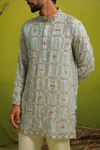 AARSH SKY BLUE SHORT KURTA SET