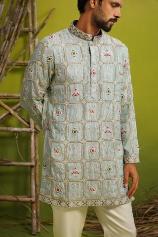 AARSH SKY BLUE SHORT KURTA SET