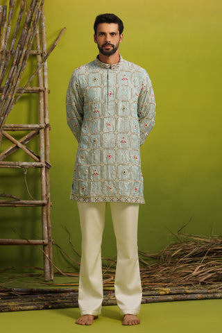 AARSH SKY BLUE SHORT KURTA SET