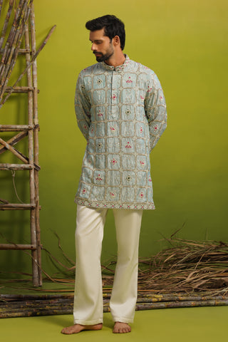 AARSH SKY BLUE SHORT KURTA SET