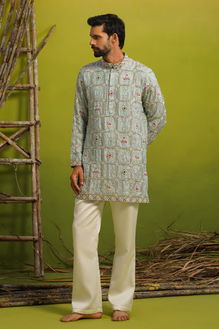 AARSH SKY BLUE SHORT KURTA SET