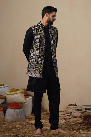 SHAURYA BLACK KURTA JACKET SET