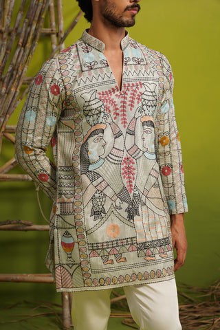 MADHUBAN SKY BLUE SHORT KURTA SET