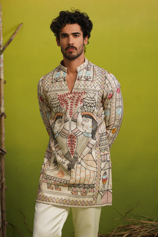 MADHUBAN IVORY SHORT KURTA SET