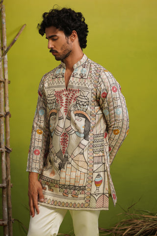 MADHUBAN IVORY SHORT KURTA SET