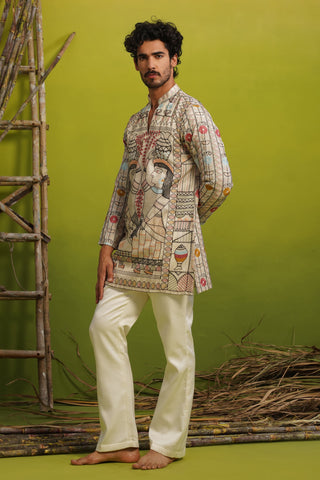 MADHUBAN IVORY SHORT KURTA SET