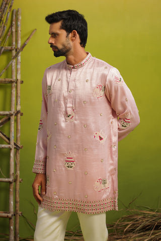 VEDANSH PINK SHORT KURTA SET
