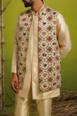 RION GOLDEN SHORT KURTA JACKET SET
