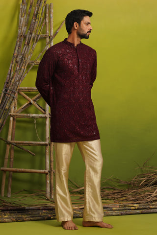 SUKOON WINE SHORT KURTA SET