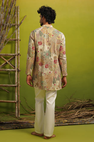 ZORAIN LIGHT MEHENDI SHORT KURTA SET