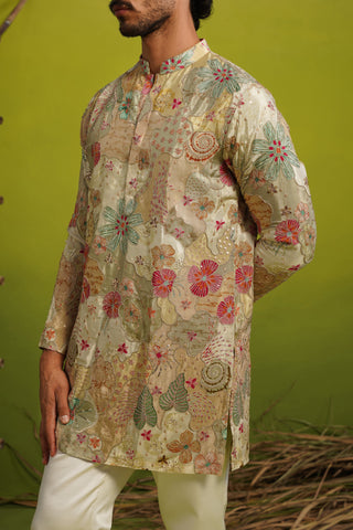 ZORAIN LIGHT MEHENDI SHORT KURTA SET
