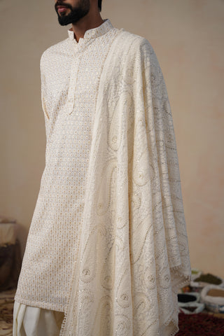 SHVET IVORY KURTA SET
