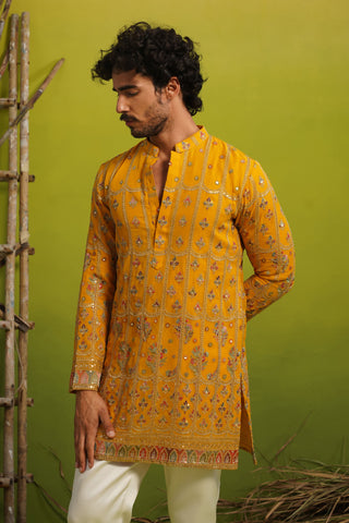SURKH HALDI SHORT KURTA SET