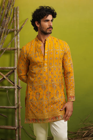 SURKH HALDI SHORT KURTA SET
