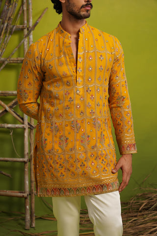 SURKH HALDI SHORT KURTA SET