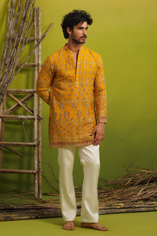 SURKH HALDI SHORT KURTA SET