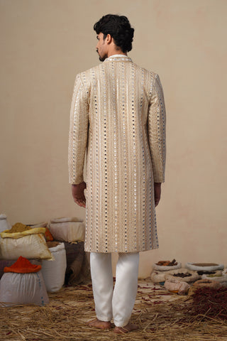 SHEESHA CUTDANA GOLDEN SHERWANI SET