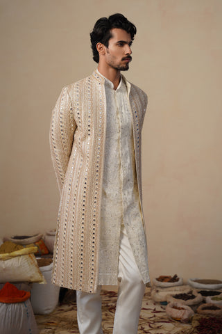 SHEESHA CUTDANA GOLDEN SHERWANI SET