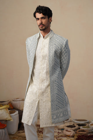 NOOR CUTDANA SKY SHERWANI SET