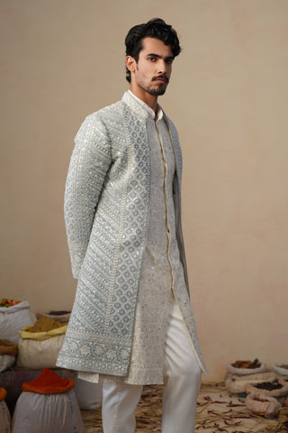NOOR CUTDANA SKY SHERWANI SET