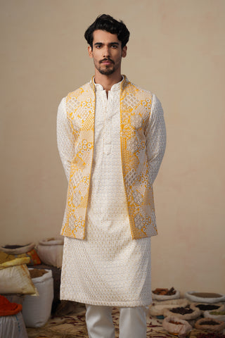 ZEENAT HALDI KURTA JACKET SET