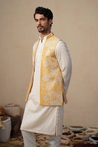 ZEENAT HALDI KURTA JACKET SET